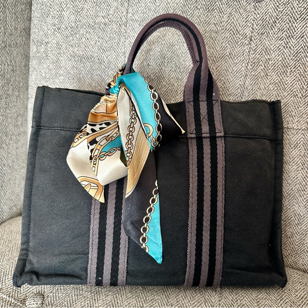 🦚HP🦚 HERMÈS Noir Toile Officier Fourre-Tout PM Bag